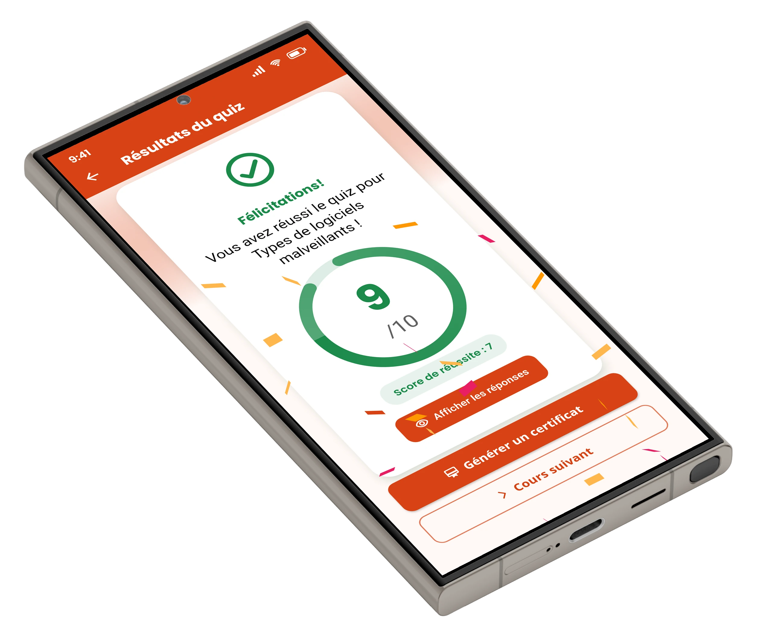 Résultats du quiz M-Learn