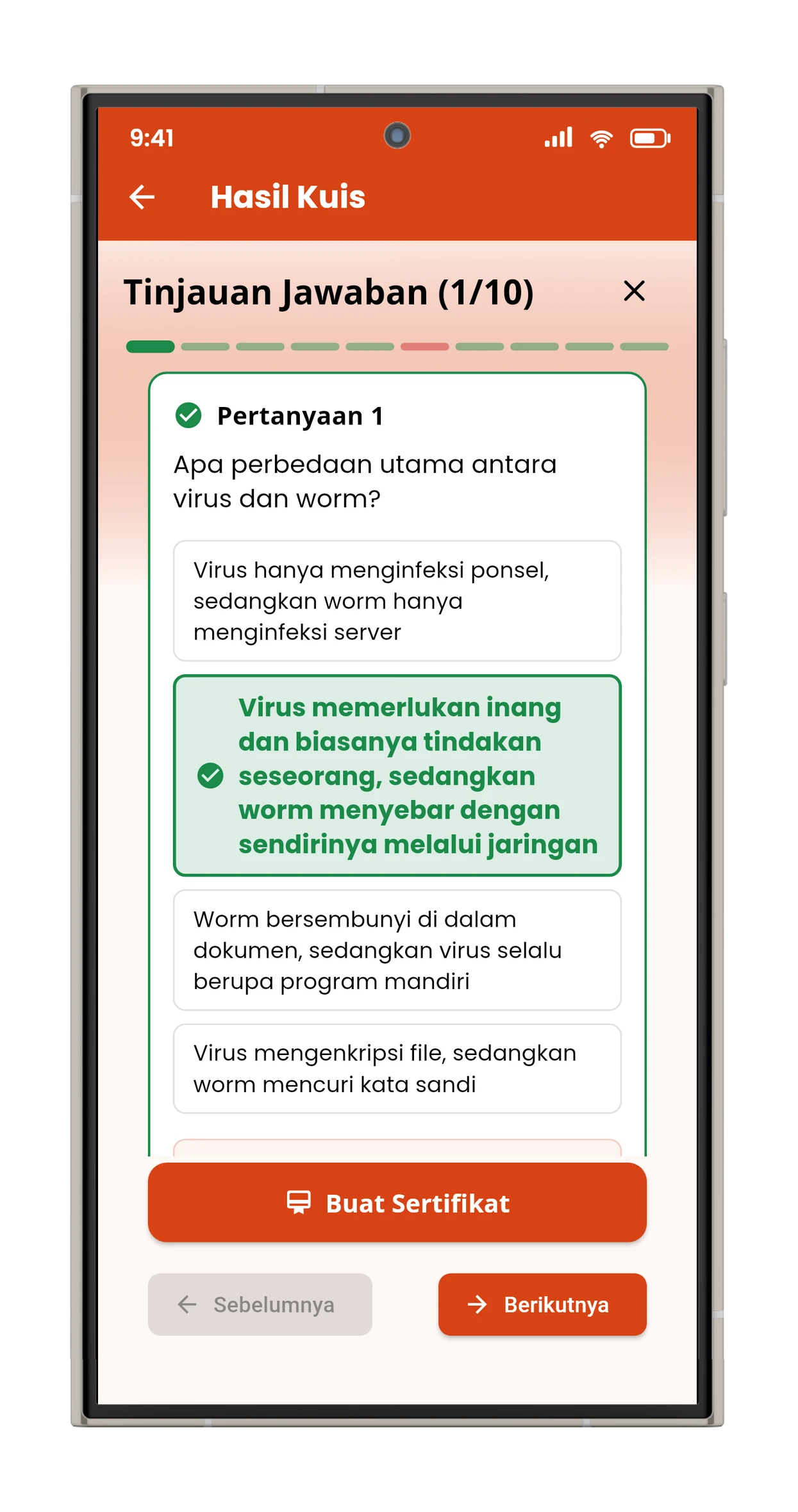 Tinjauan jawaban