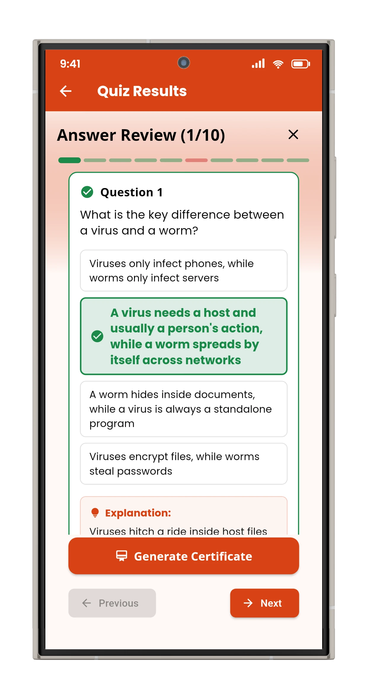 Answer review